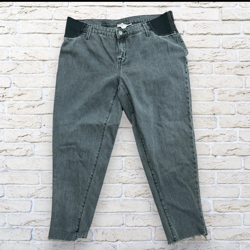 NWOT Isabel Maternity Black Underbelly Jeans Frayed Hem Boyfriend Size 10